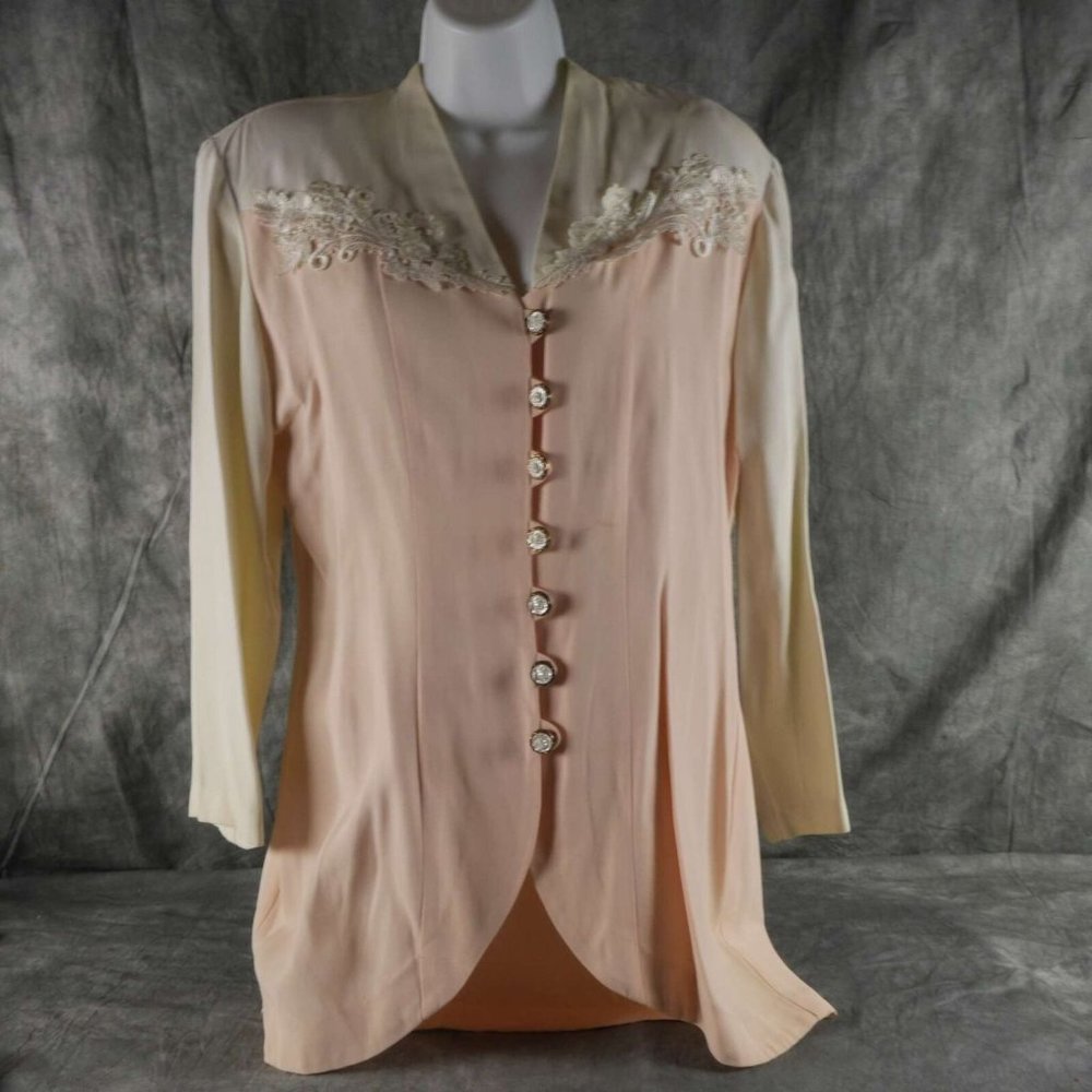 Euc Perceptions Pink Solid Vintage Jacket Size 9/… - image 1